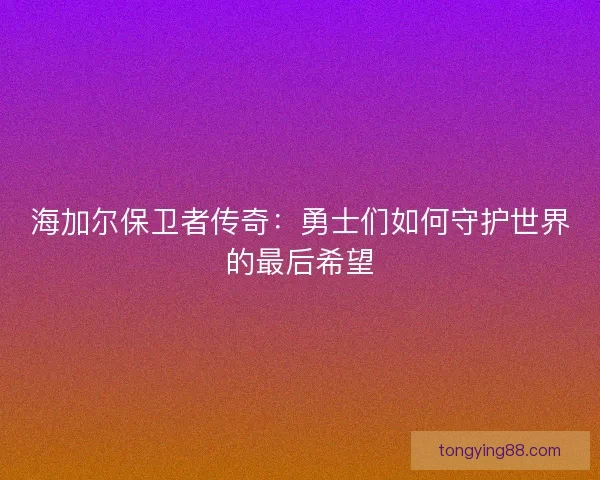 海加尔保卫者传奇：勇士们如何守护世界的最后希望