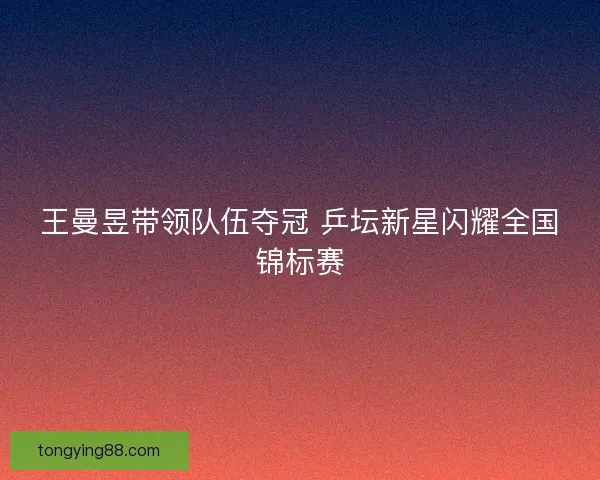 王曼昱带领队伍夺冠 乒坛新星闪耀全国锦标赛