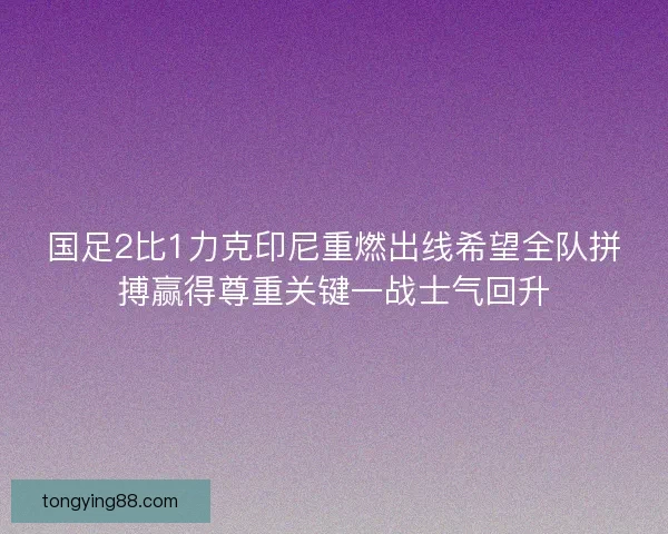 国足2比1力克印尼重燃出线希望全队拼搏赢得尊重关键一战士气回升